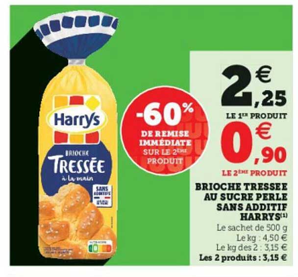 brioche tressée au sucre perle sans additif harrys