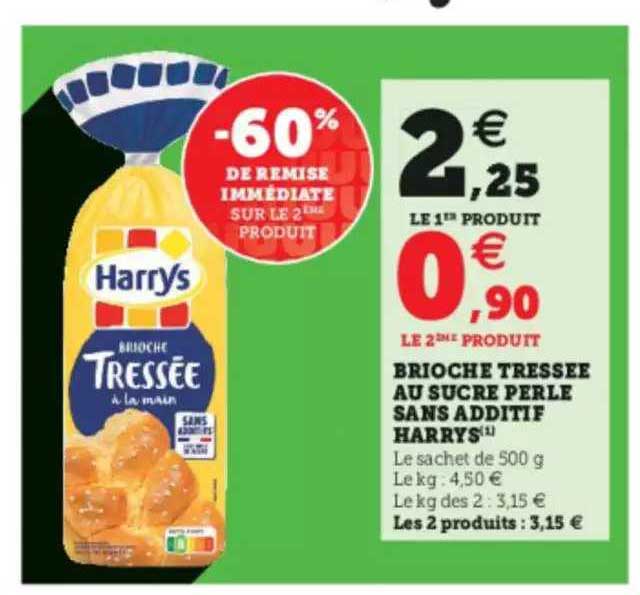 brioche tressée au sucre perle sans additif harrys