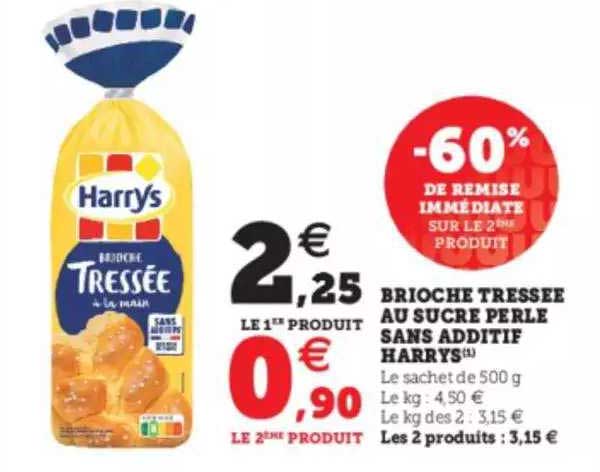 brioche tressée au sucre perle sans additif harrys
