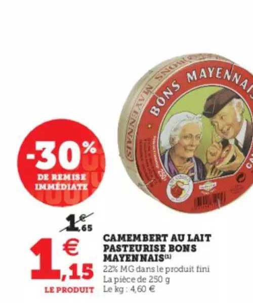 camembert au lait pasteurisé bons mayennais