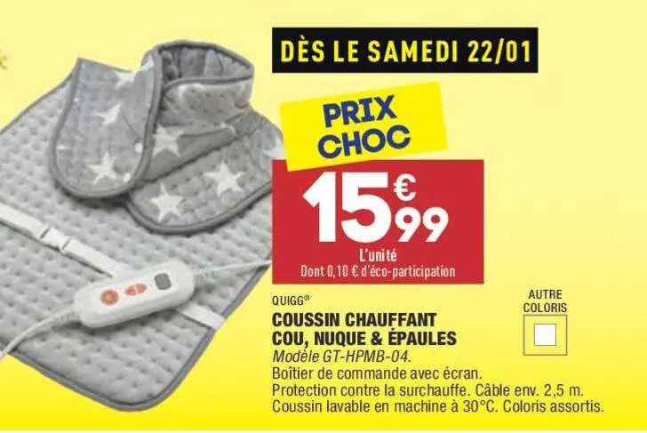 coussin chauffant cou, nuque & épaules quigg