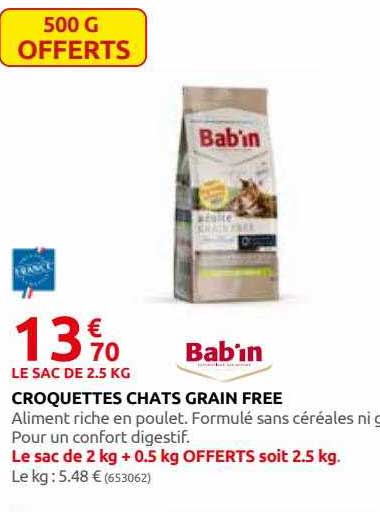 croquettes chats grain free bab'in