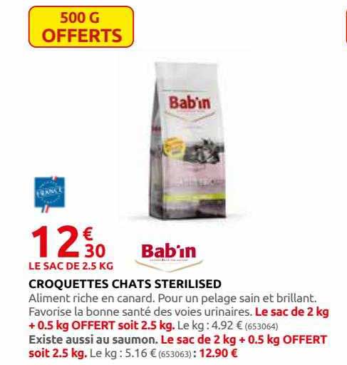 croquettes chats sterilised bab'in