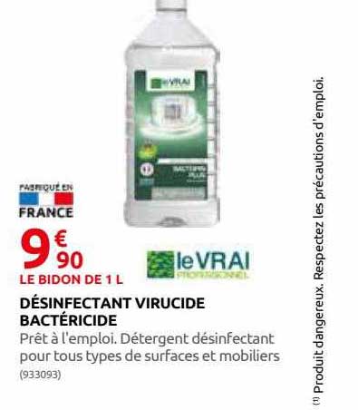 désinfectant virucide bactéricide le vrai