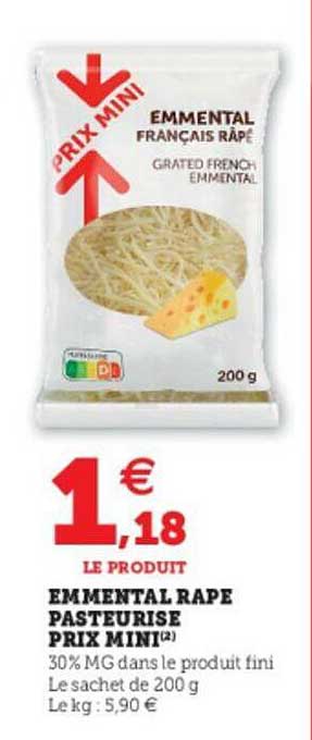 emmental râpé pasteurisé prix mini