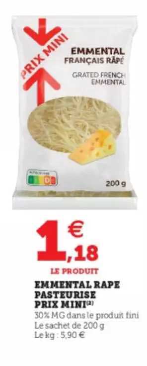 emmental râpé pasteurisé prix mini