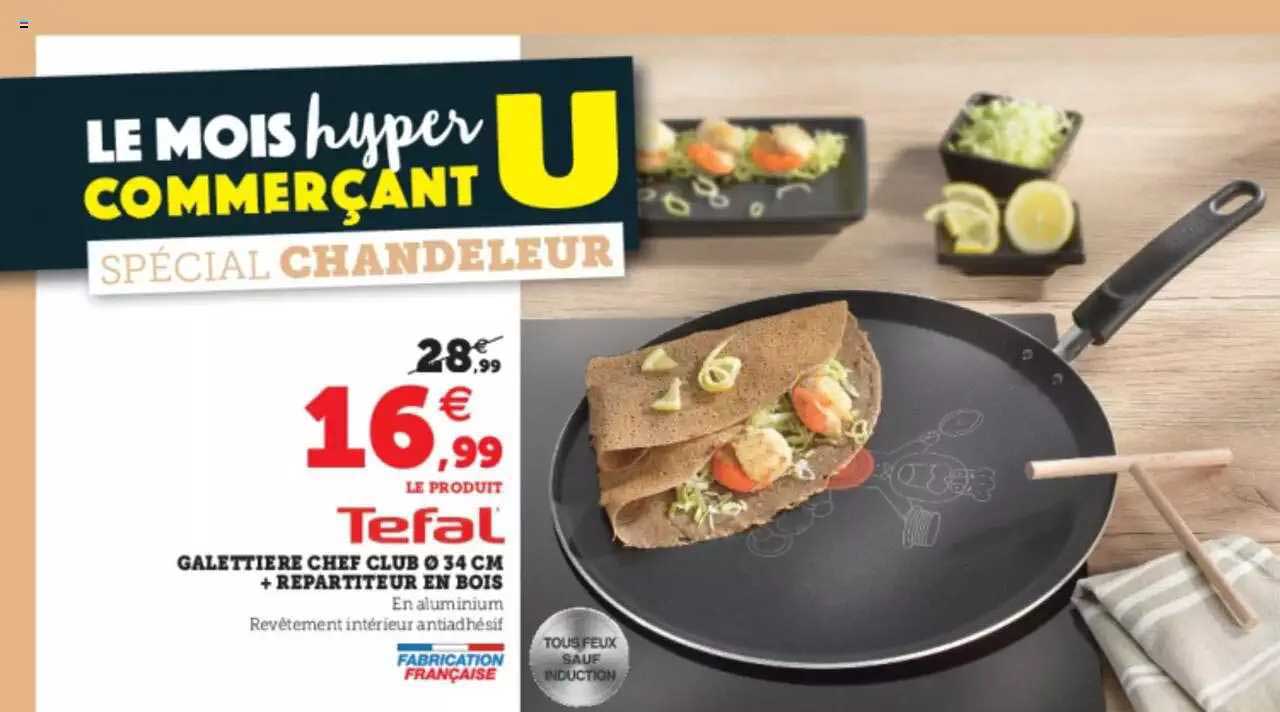 galettière chef club ø 34 cm + répartiteur en bois tefal