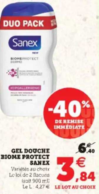 gel douche biome protect sanex