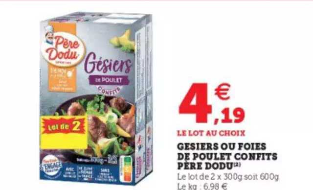 gésiers ou foies de poulet confits père dodu