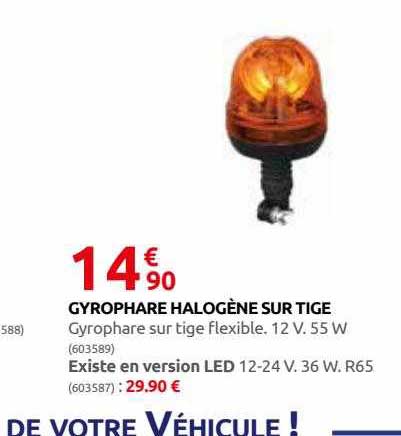 gyrophare halogène sur tige