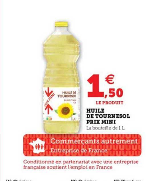 huile de tournesol prix mini