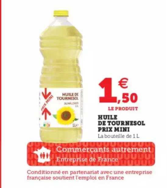 huile de tournesol prix mini