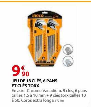 jeu de 18 clés 6 pans et clés torx