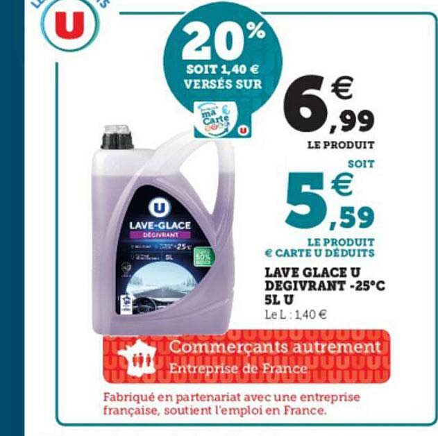 lave glace u dégivrant -25°c 5l u