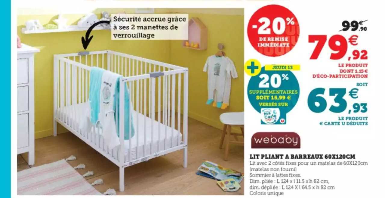 lit pliant à barreaux 60x120cm webaby