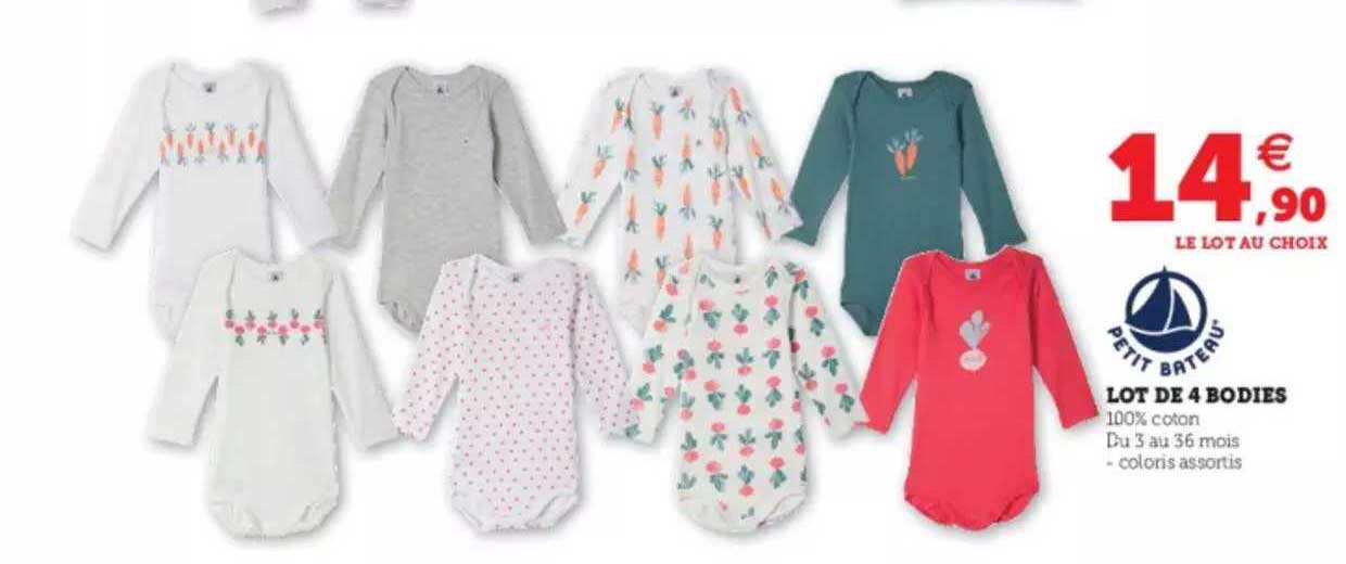 lot de 4 bodies petit bateau