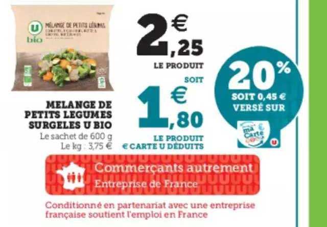Mélange De Petits Légumes Surgelés U Bio