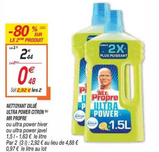 nettoyant dilué ultra power citron mr propre