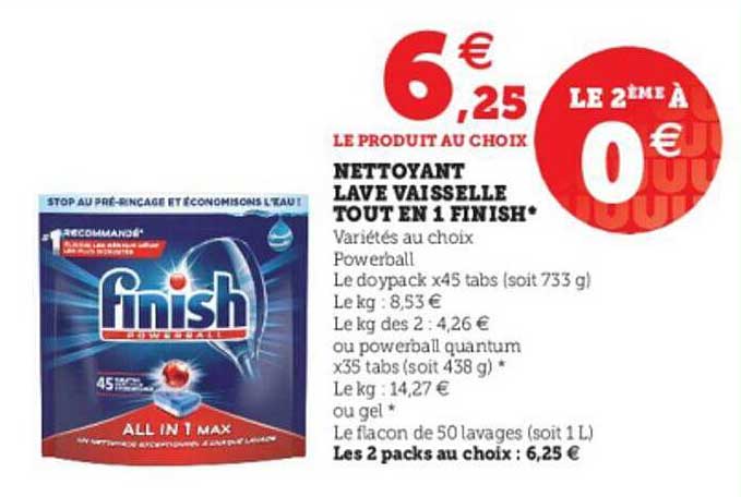 nettoyant lave vaisselle tout en 1 finish