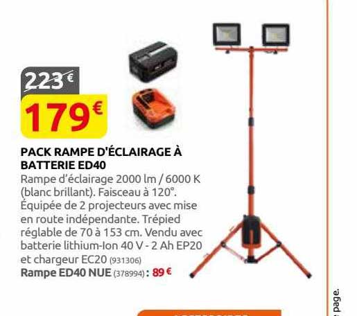 pack rampe d'éclairage à batterie ed40
