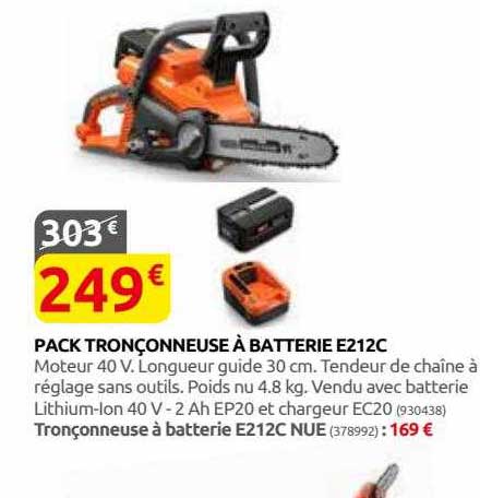 Pack Tronçonneuse à Batterie E212c