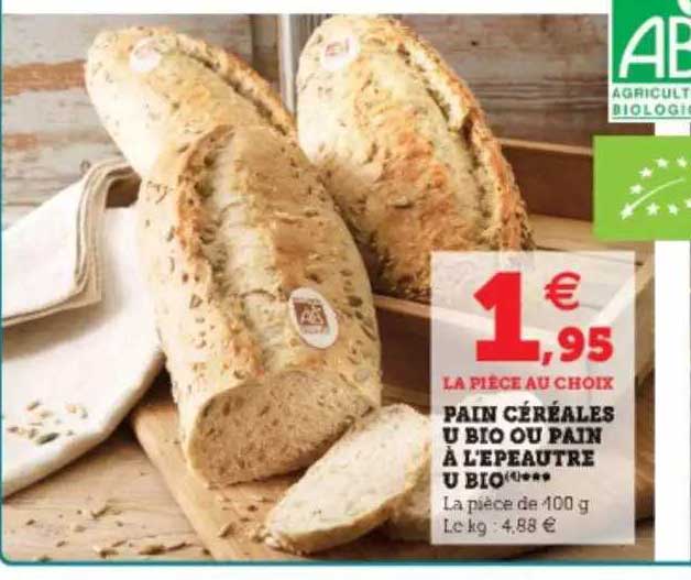 pain céréales u bio ou pain à l'épeautre u bio
