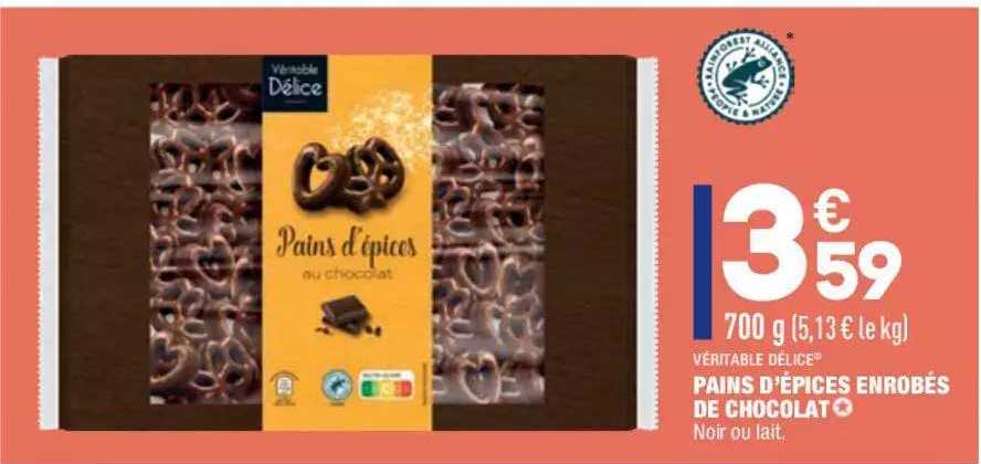 pains d'épices enrobés de chocolat véritable délice