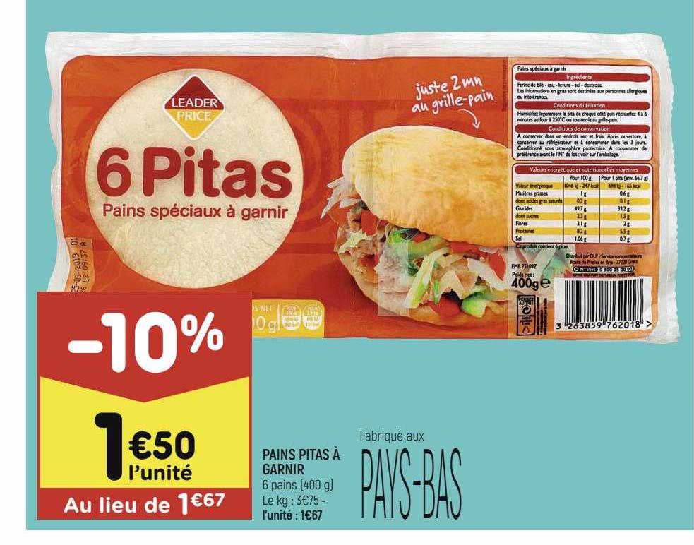 pains pitas à garnir