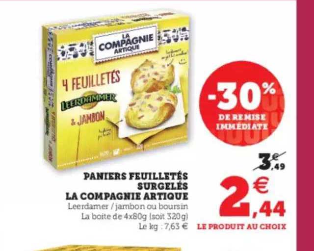 paniers feuilletés surgelés la compagnie artique