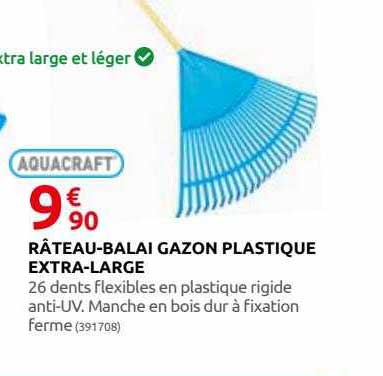 râteau-balai gazon plastique extra-large aquacraft