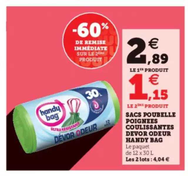 sacs poubelle poignées coulissantes devor odeur handy bag