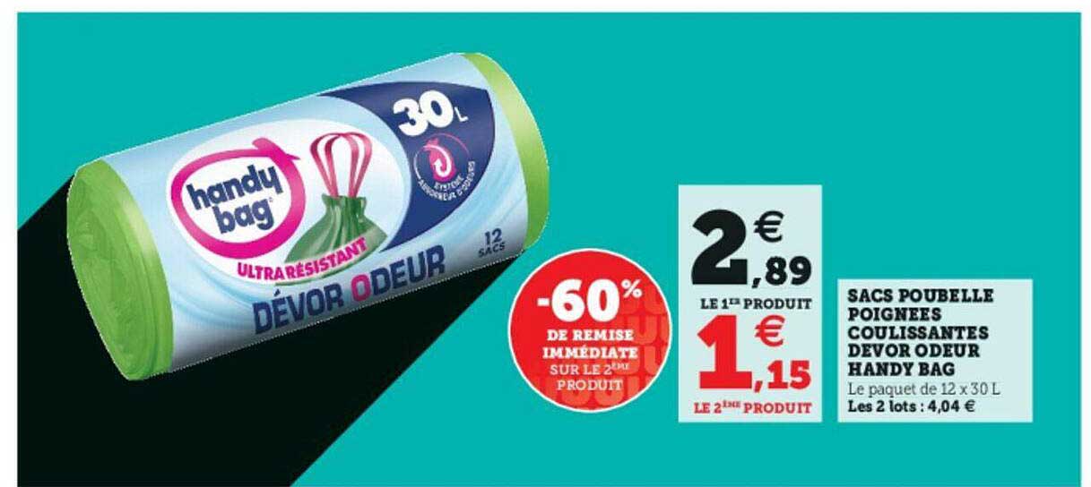 sacs poubelle poignées coulissantes devor odeur handy bag
