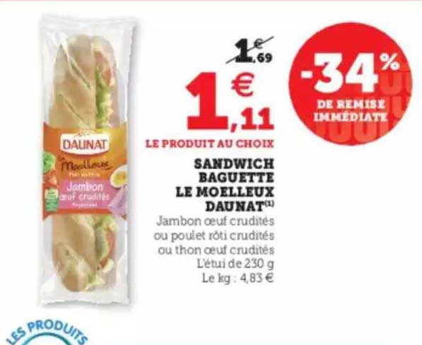 Sandwich Baguette Le Moelleux Daunat