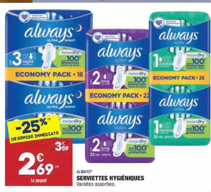 serviettes hygiéniques always