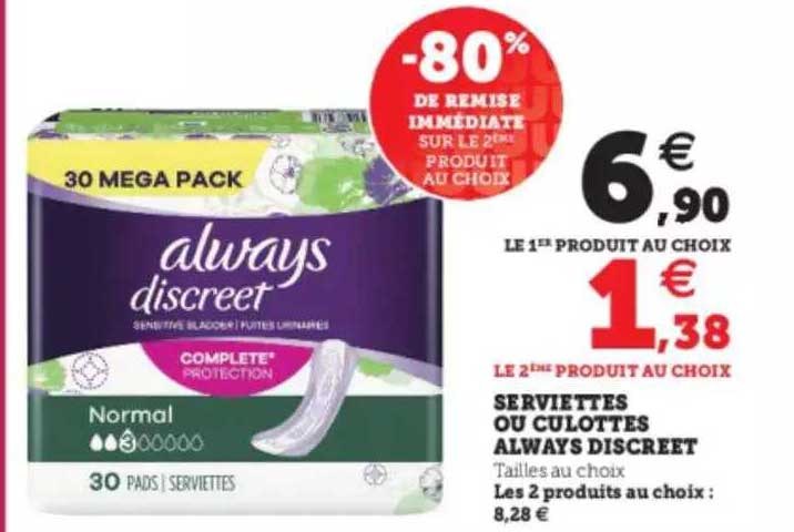 Serviettes Ou Culottes Always Discreet