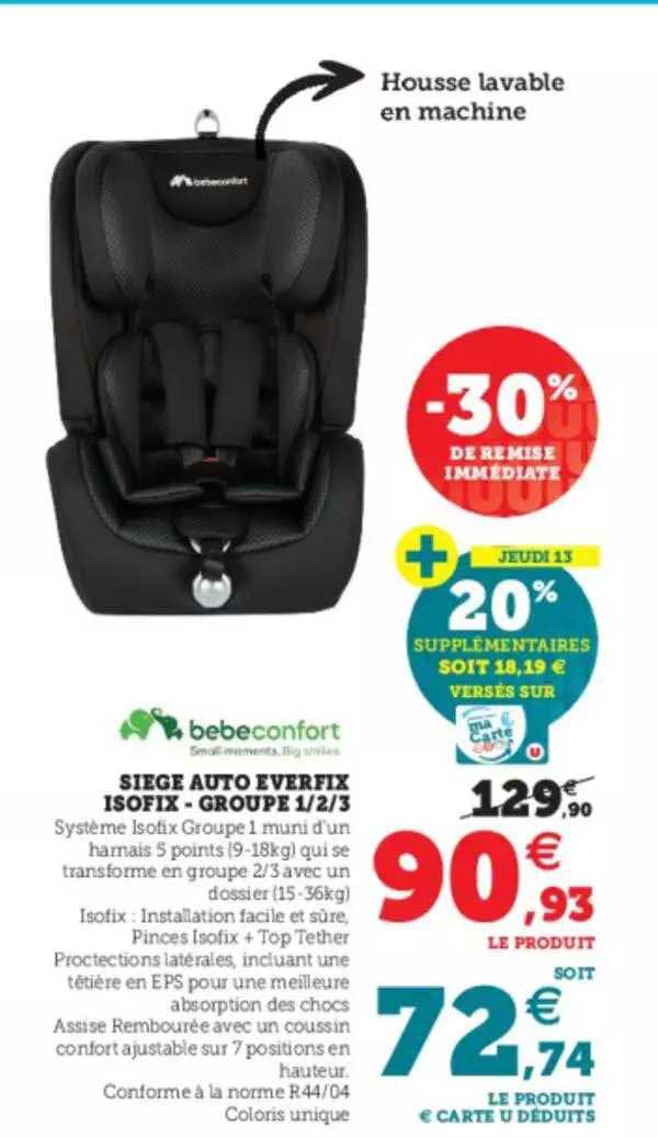 siège auto everfix isofix - groupe 1-2-3 bebeconfort