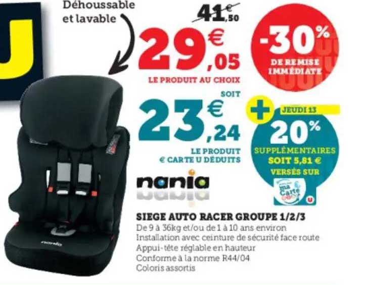 siège auto racer groupe 1-2-3 nania