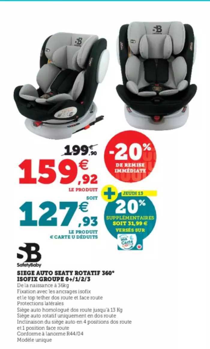 siège auto seaty rotatif 360° isofix groupe 0+-1-2-3