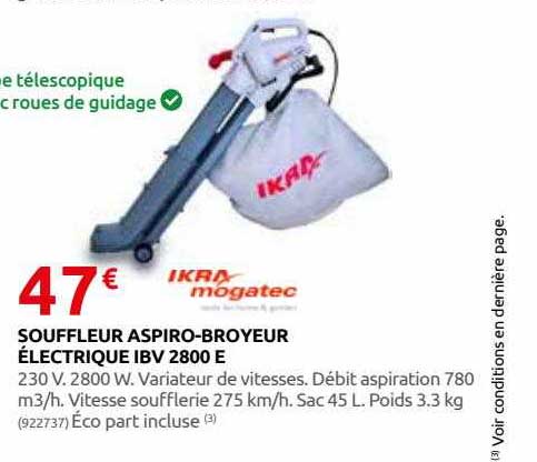 souffleur aspiro-broyeur électrique ibv 2800e ikra mogatec