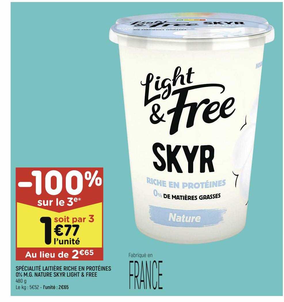 spécialité laitière riche en protéines nature skyr light & free