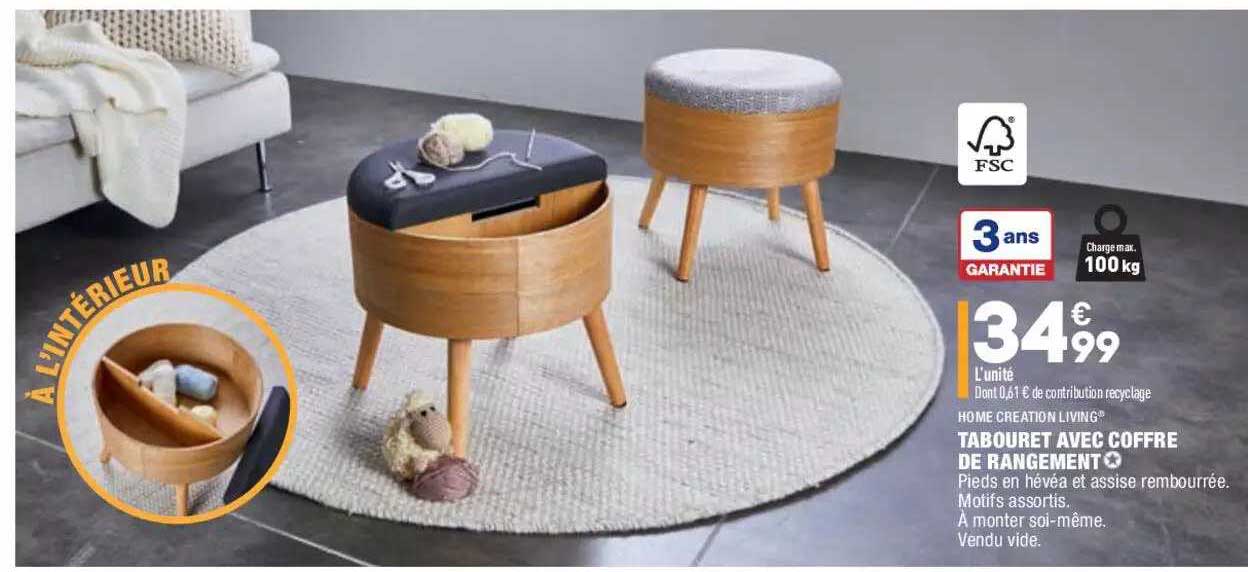 Tabouret Avec Coffre De Rangement Home Creation Living