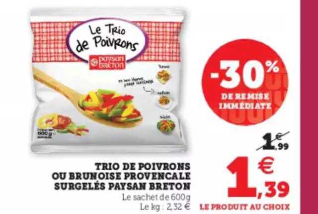 trio de poivrons ou brunoise provençale surgelés paysan breton