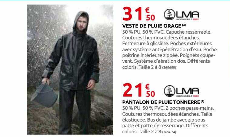 veste de pluie orage lma pantalon de pluie tonnerre lma