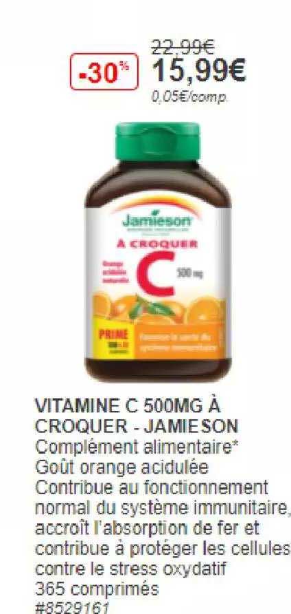 vitamine c 500mg à croquer jamieson