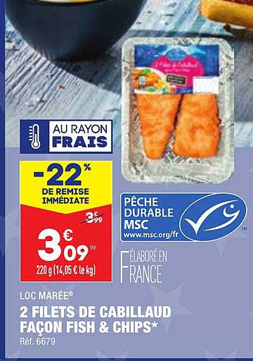 2 filets de cabillaud façon fish & chips loc marée