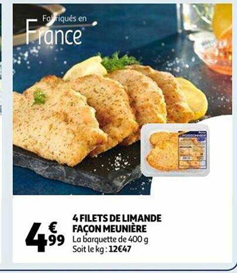 4 filets de limande façon meunière