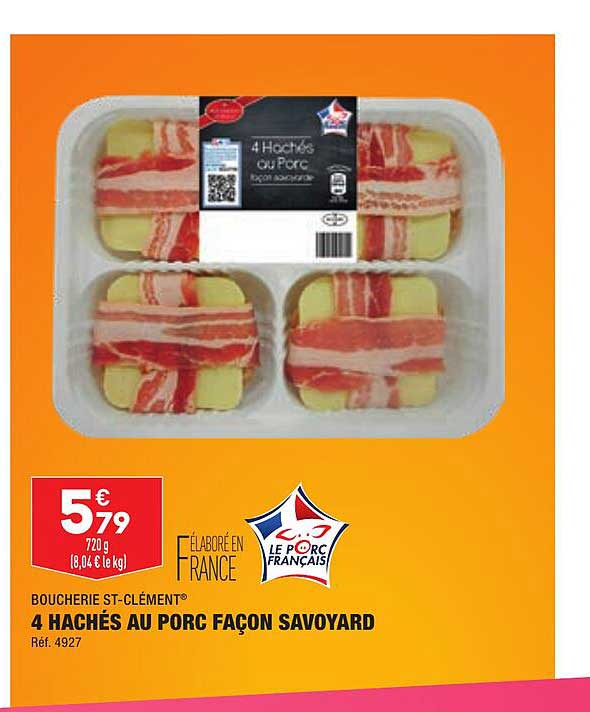 4 hachés au porc façon savoyard boucherie st-clément