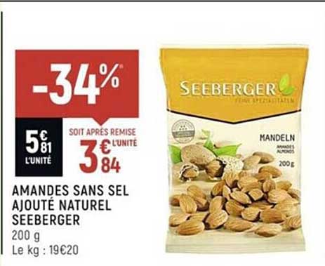 amandes sans sel ajouté naturel seeberger