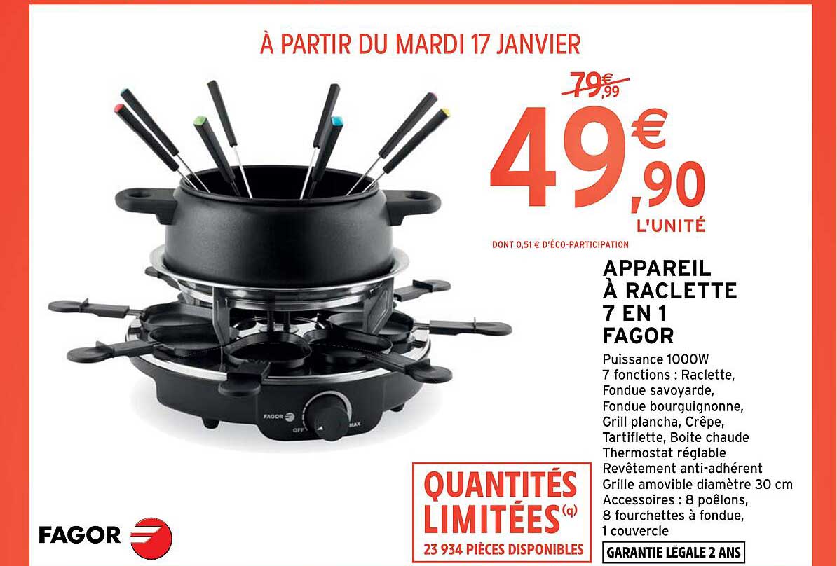 Appareil à Raclette 7 En 1 Fagor
