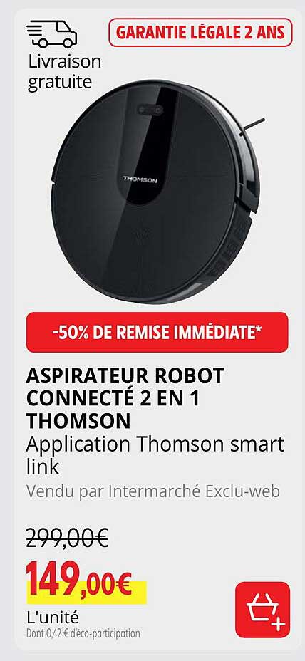 aspirateur robot connecté 2en1 thomson